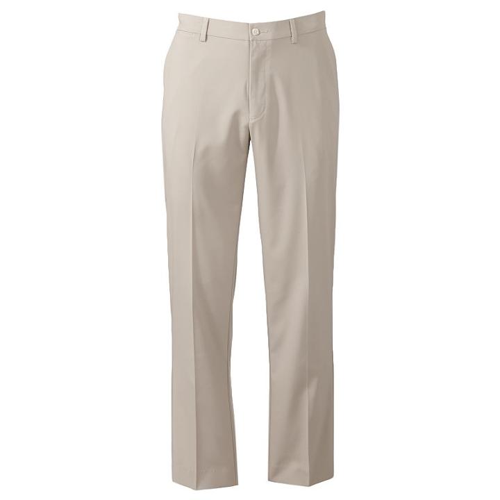 Men's Grand Slam Slim-fit Performance Easy-care Flat-front Pants, Size: 44x32, White