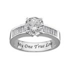 Sweet Sentiments Cubic Zirconia Engagement Ring In Sterling Silver, Women's, Size: 7, White