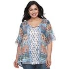 Plus Size World Unity Bell Sleeve Tassle Top, Women's, Size: 1xl, Green