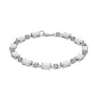 Sterling Silver Simulated Opal & Pink Cubic Zirconia Bracelet, Women's, White