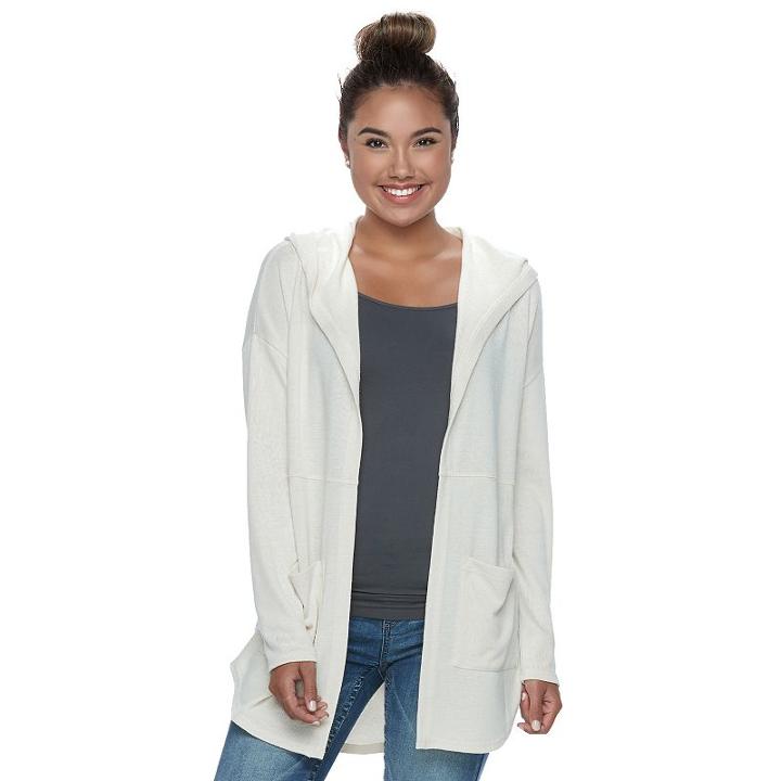 Juniors' Mudd&reg; Hooded Cardigan, Teens, Size: Small, White Oth