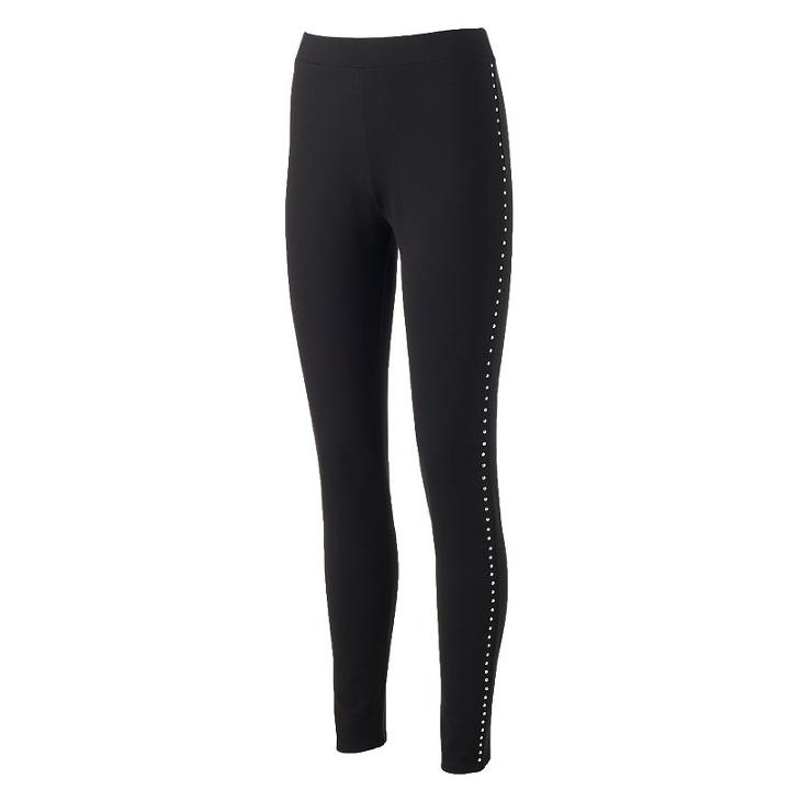 Women's Jennifer Lopez Studded Leggings, Size: Large, Black