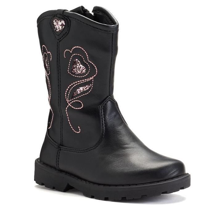 Laura Ashley Girls' Cowboy Boots, Size: 7 T, Black