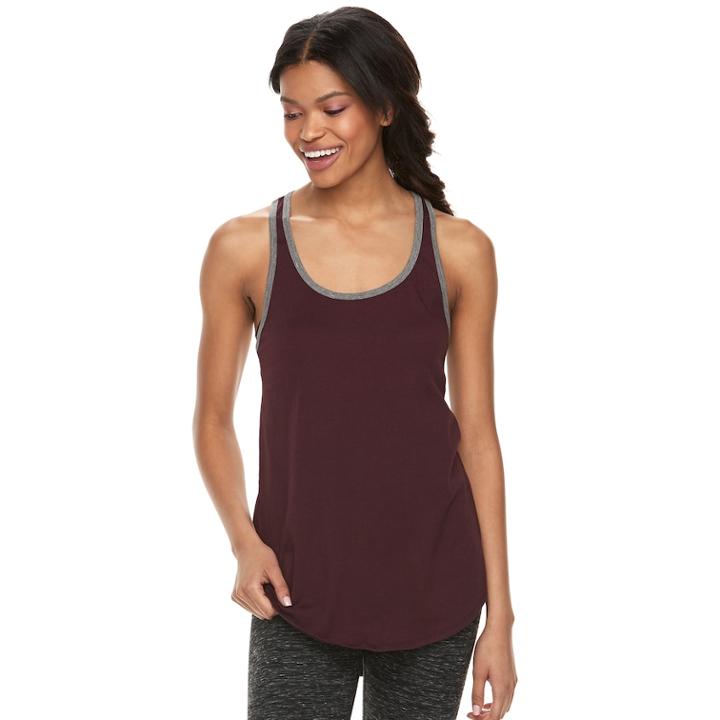 Juniors' So&reg; Contrast Trim Racerback Tank, Teens, Size: Small, Drk Purple