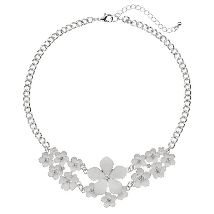 White Flower Bib Necklace, Women's