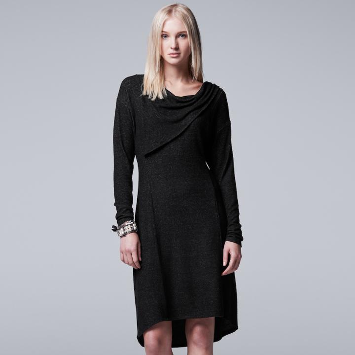 Women's Simply Vera Vera Wang Asymmetrical Drapeneck Dress, Size: Large, Grey Other