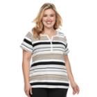 Plus Size Croft & Barrow Solid Henley Tee, Women's, Size: 1xl, Light Grey