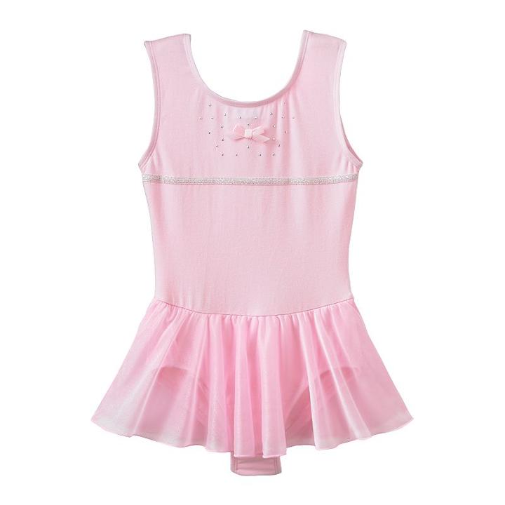 Jacques Moret Rhinestone Skirted Dance Leotard - Girls 4-10, Size: Large, Pink