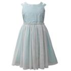 Girls 7-16 Bonnie Jean Jacquard Bodice & Pearl Belt Chiffon Dress, Girl's, Size: 7, Turquoise/blue (turq/aqua)