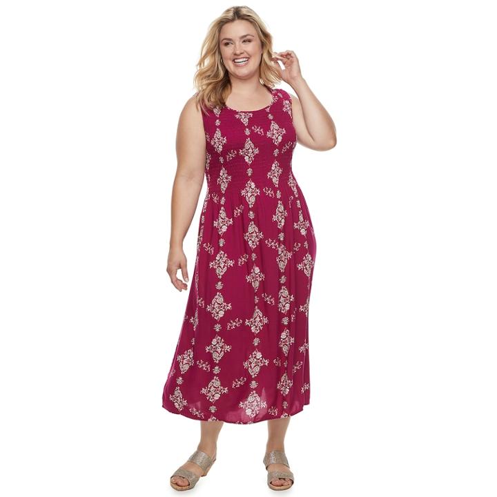 Plus Size Croft & Barrow&reg; Smocked Tank Dress, Women's, Size: 2xl, Dark Pink