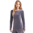 Women's Cuddl Duds Plush Velour Top, Size: Medium, Dark Grey