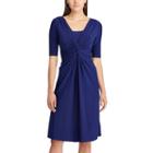 Women's Chaps Solid Knot-front Empire Dress, Size: Large, Blue