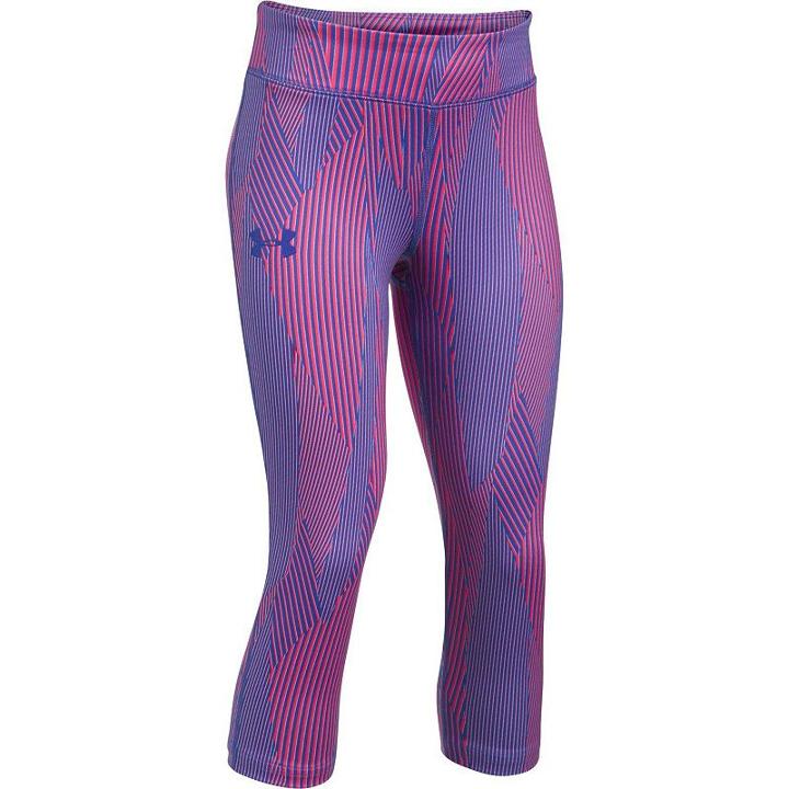 Girls 7-16 Under Armour Heatgear Printed Capri Leggings, Size: Medium, Lt Purple