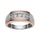 Men's Two Tone 10k Gold 1/2 Carat T.w. Diamond Wedding Band, Size: 11, White