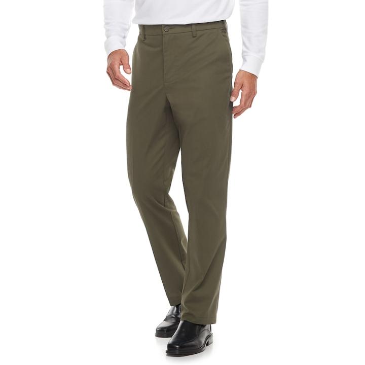 Men's Croft & Barrow&reg; Classic-fit Easy-care Stretch Flat-front Khaki Pants, Size: 36x31, Dark Green