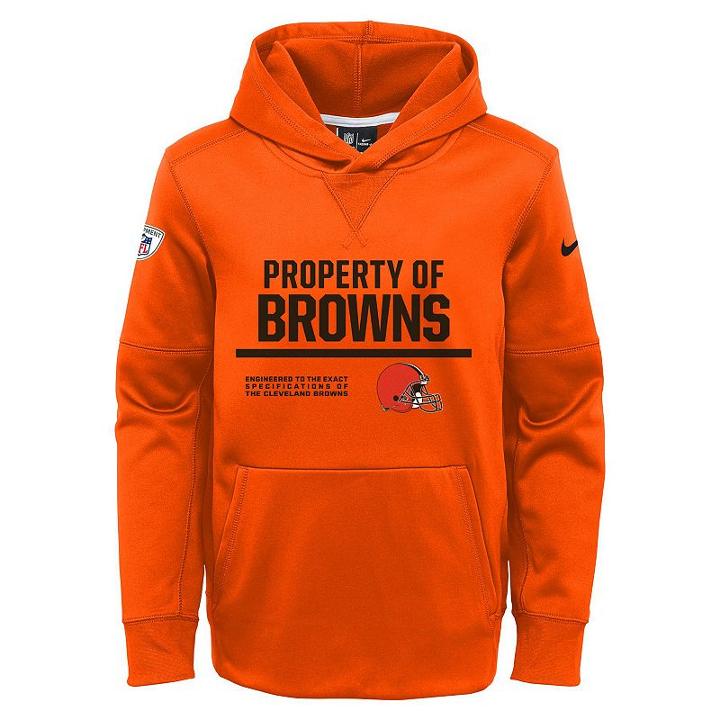 Boys 8-20 Nike Cleveland Browns Circuit Therma-fit Hoodie, Boy's, Size: L(14/16), Med Orange