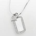 Logoart Milwaukee Brewers Sterling Silver Cubic Zirconia Logo Dog Tag Pendant, Women's, Size: 18, White