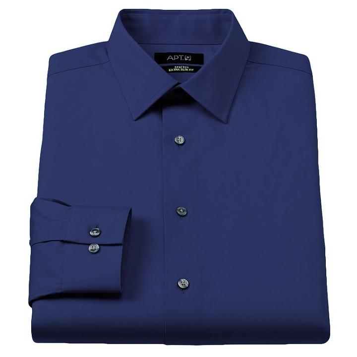 Men's Apt. 9&reg; Extra-slim Solid Stretch Dress Shirt, Size: 17.5-32/33, Blue