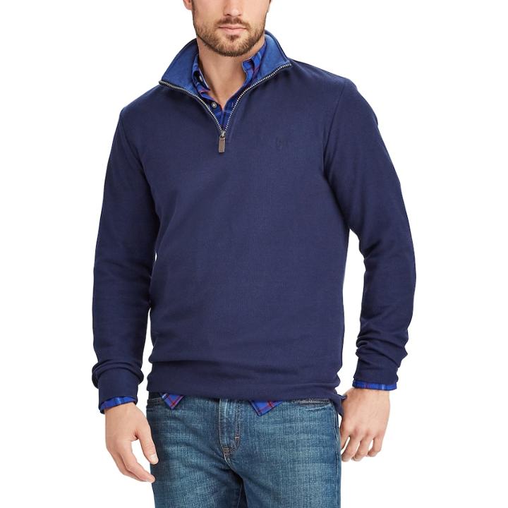 Men's Chaps Classic-fit Quarter-zip Pullover Sweater, Size: Xl, Blue (navy)