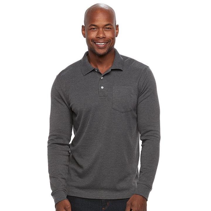 Men's Croft & Barrow&reg; Classic-fit Stretch Interlock Polo, Size: Medium, Dark Grey