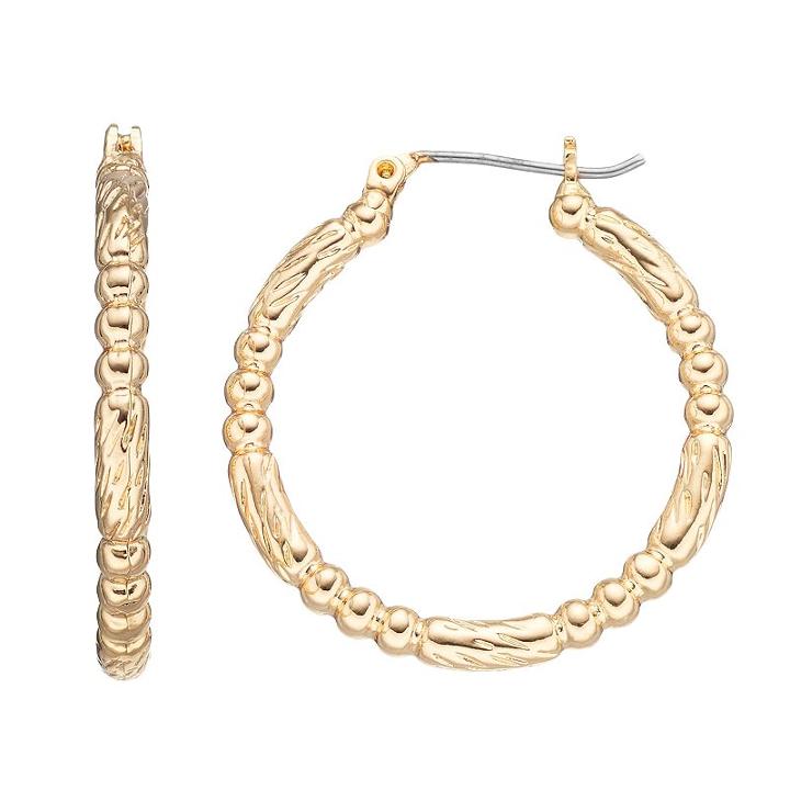 Napier Textured Nickel Free Hoop Earrings, Women's, Gold