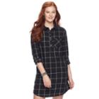 Juniors' So&reg; Plaid Shirt Dress, Teens, Size: Medium, Black