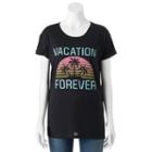 Juniors' Awake Vacation Forever Sunset Graphic Tee, Girl's, Size: Xs, Black