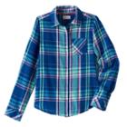 Girls 7-16 & Plus Size So&reg; Shine Plaid Button-down Shirt, Girl's, Size: 18 1/2, Dark Blue