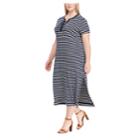 Plus Size Chaps Stripe Dress, Women's, Size: 3xl, Blue (navy)