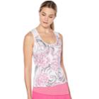 Women's Grand Slam Dotted Rose Print Tennis Tank, Size: Small, White