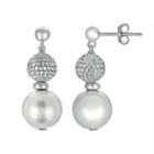 Sterling Silver Mother-of-pearl And Cubic Zirconia Drop Earrings, Women's, White