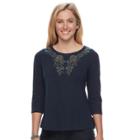 Petite Sonoma Goods For Life&trade; Embroidered Tee, Women's, Size: Xl Petite, Blue (navy)