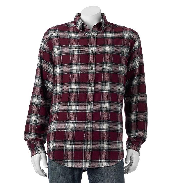 Men's Croft & Barrow&reg; Classic-fit Plaid Flannel Button-down Shirt, Size: Xl, Red