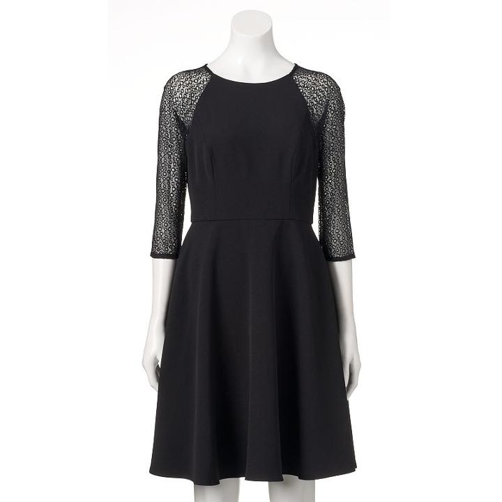 Women's Suite 7 Circle Lace Fit & Flare Dress, Size: 4, Black
