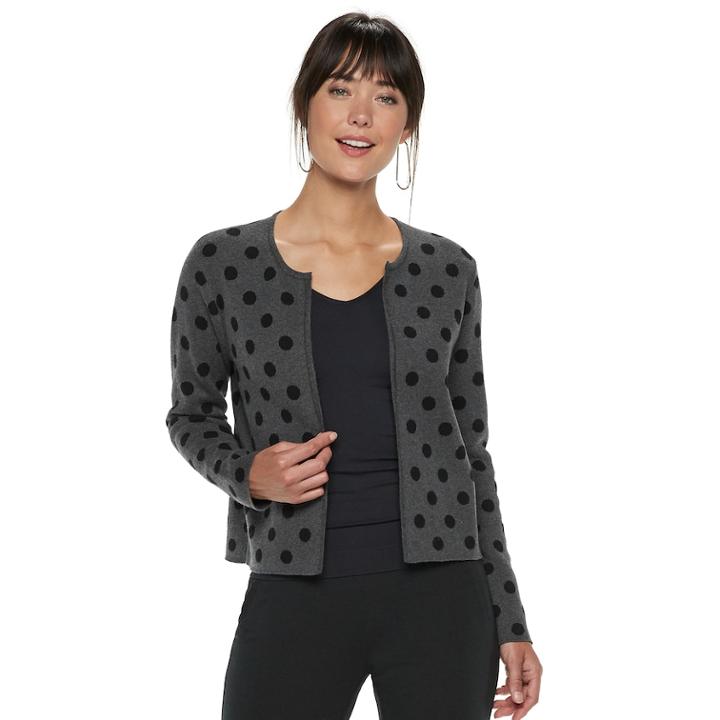 Women's Elle&trade; Print Cardigan Jacket, Size: Xl, Med Grey