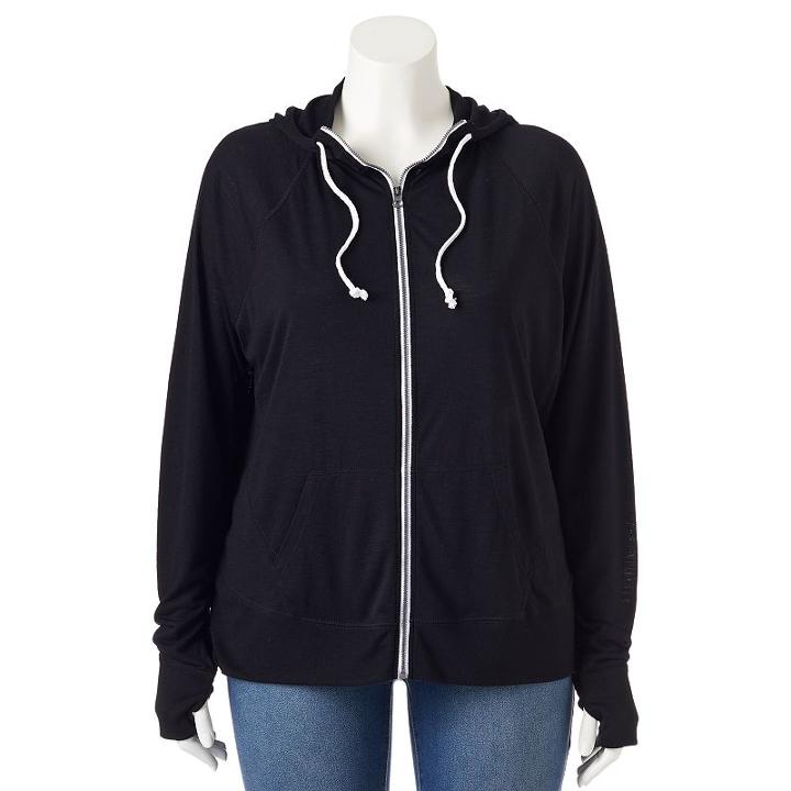 Juniors' Plus Size So&reg; Solid Zip-up Hoodie, Girl's, Size: 2xl, Oxford