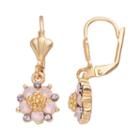 14k Gold Plated Purple & Pink Crystal Flower Drop Earrings, Women's