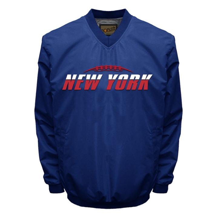 Men's Franchise Club Tone City New York Football Windshell Pullover Jacket, Size: Xxl, Med Blue