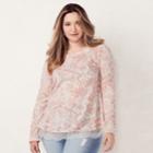 Plus Size Lc Lauren Conrad Lace Trim Top, Women's, Size: 1xl, Light Pink