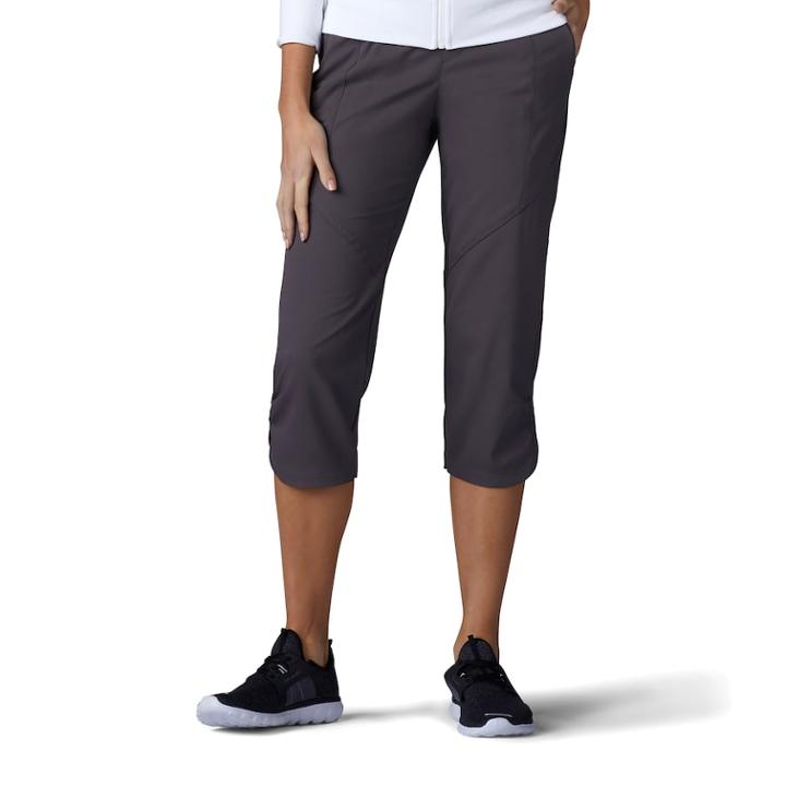 Women's Lee Essence Twill Comfort Waist Pull-on Capris, Size: 16 Avg/reg, Dark Grey