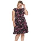 Plus Size Suite 7 Floral Fit & Flare Dress, Women's, Size: 18 W, Pink