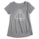 Girls 7-16 Harry Potter The Wand The Stone The Cloak Symbol Graphic Tee, Size: Small, Med Grey