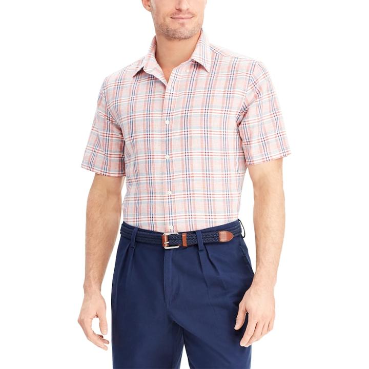 Big & Tall Chaps Classic-fit Linen-blend Button-down Shirt, Men's, Size: Xxl Tall, Red