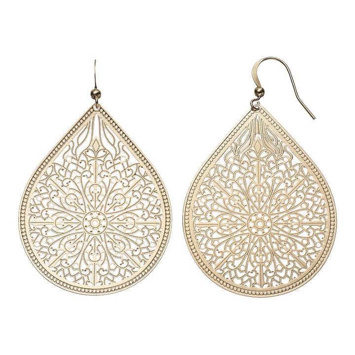 Apt. 9&reg; Filigree Teardrop Earrings, Women's, Silver