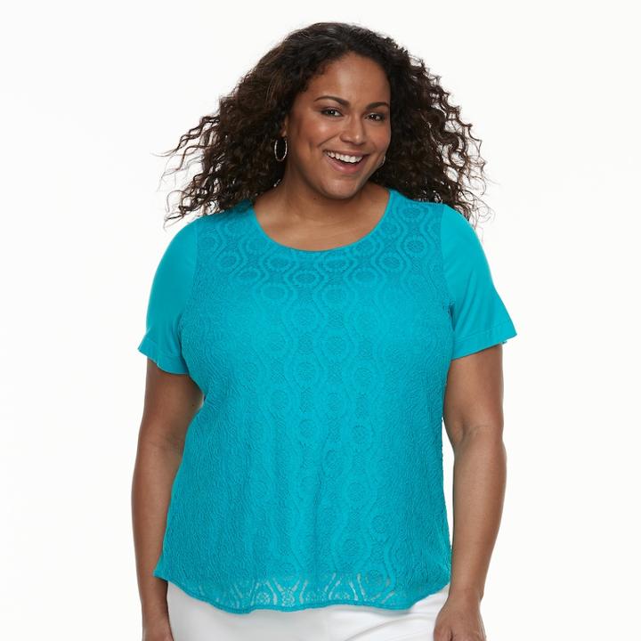 Plus Size Croft & Barrow&reg; Lace Top, Women's, Size: 3xl, Med Blue