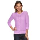 Women's Croft & Barrow&reg; Essential Pointelle Cardigan, Size: Medium, Lt Purple