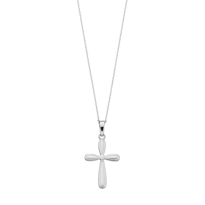 Sterling Silver Round Cross Pendant Necklace, Women's, Grey
