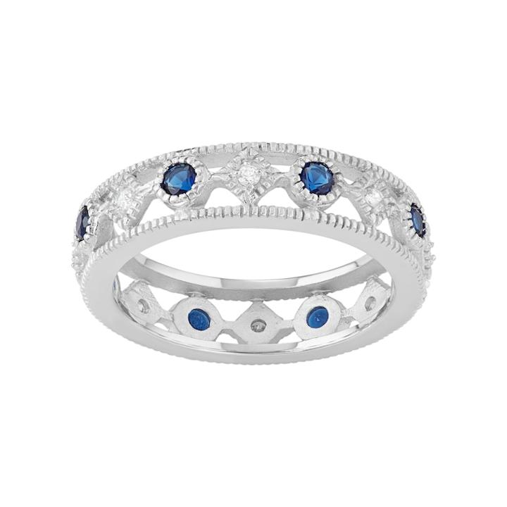Journee Collection Sterling Silver Blue & White Cubic Zirconia Ring, Women's, Size: 8