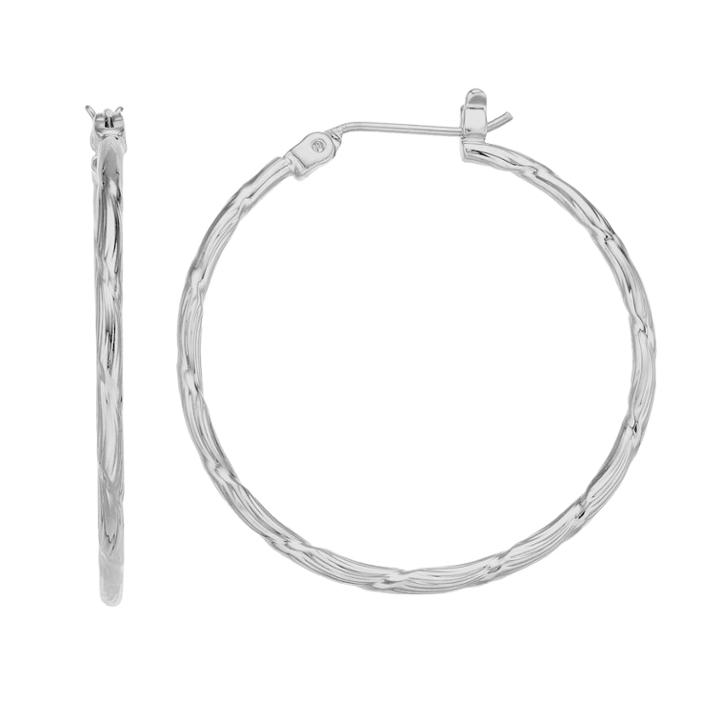 Simply Vera Vera Wang Textured Silver Tone Hoop Earrings, Women's