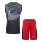 Boys 4-7 Nike Abstract Muscle Tee & Shorts Set, Size: 5, Grey